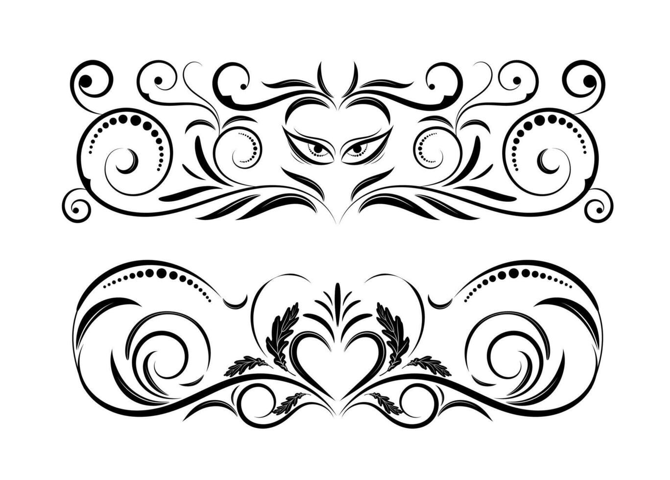 Floral elements design, luxury ornamental graphic element border on black and white colour. vector