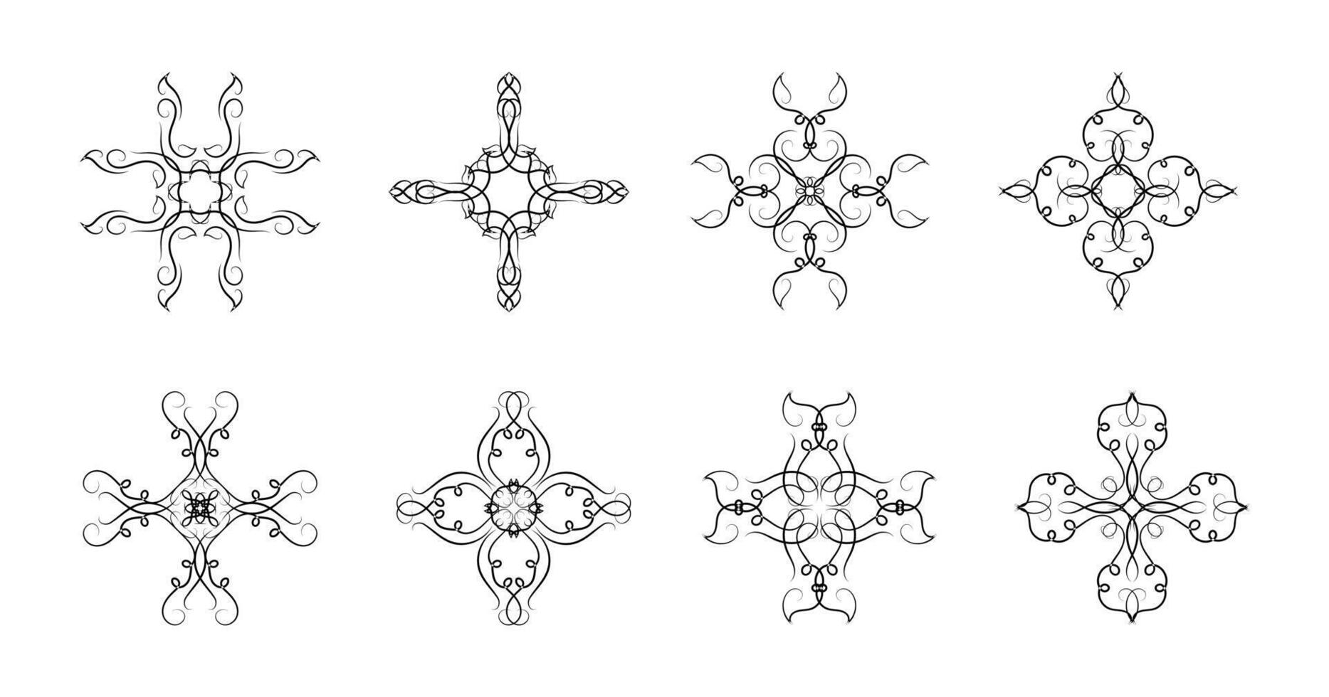 Borders Elements Set Collection Art Ornament vector