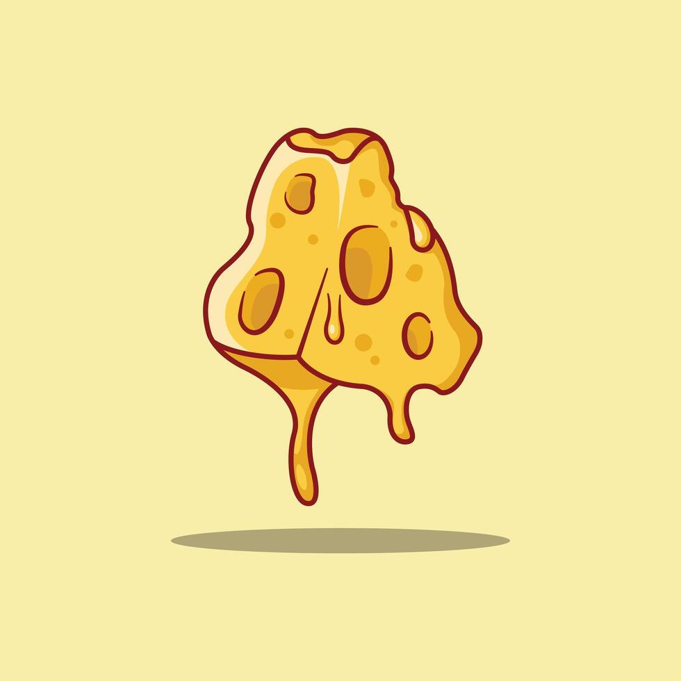 Slice of Cheese Melting Cartoon Illustration vector