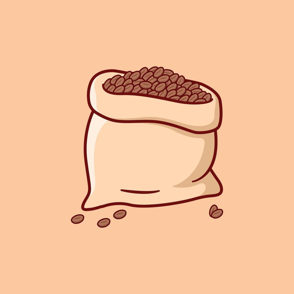A Sack of Coffee Cartoon Illustration vector