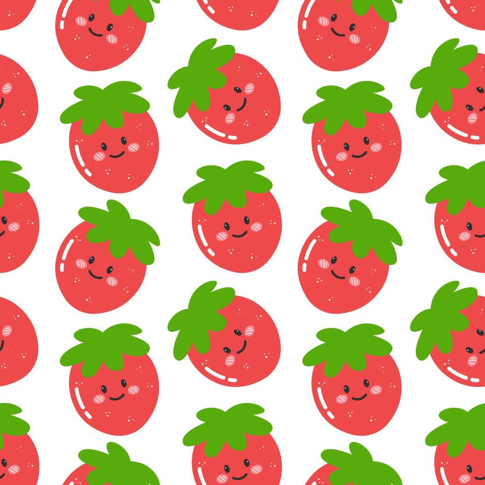 cute strawberry summer fruits seamless pattern background vector