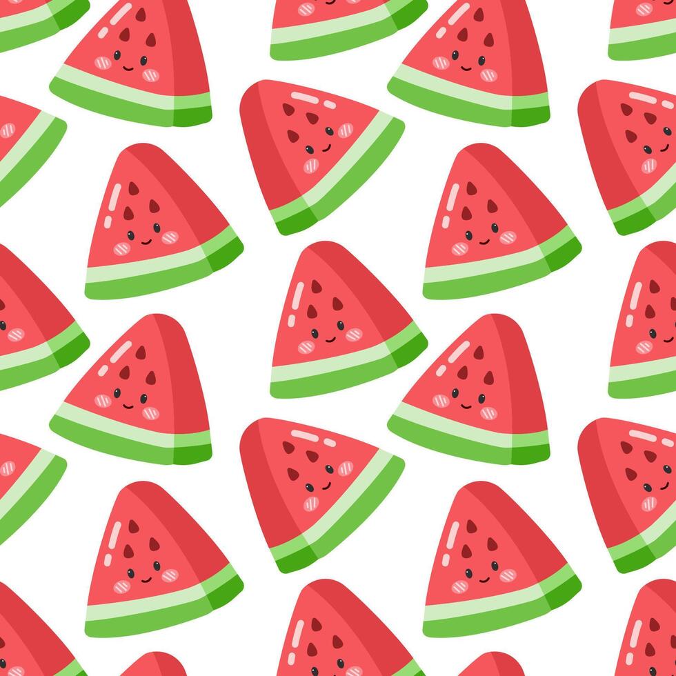 cute watermelon summer fruits seamless pattern background vector