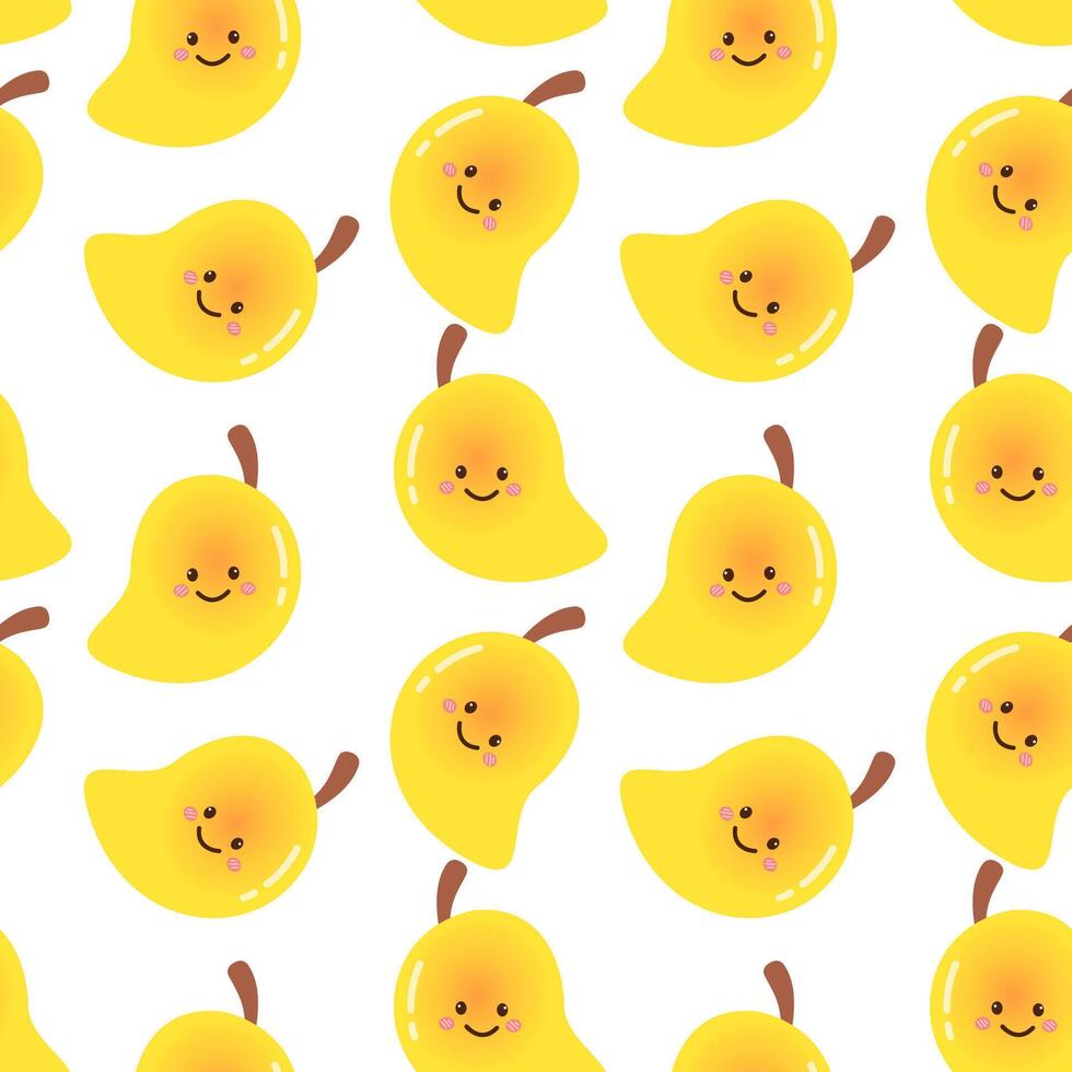 cute mango summer fruits seamless pattern background vector
