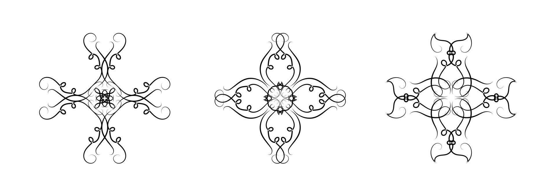 Borders Elements Set Collection Art on Black Colour vector