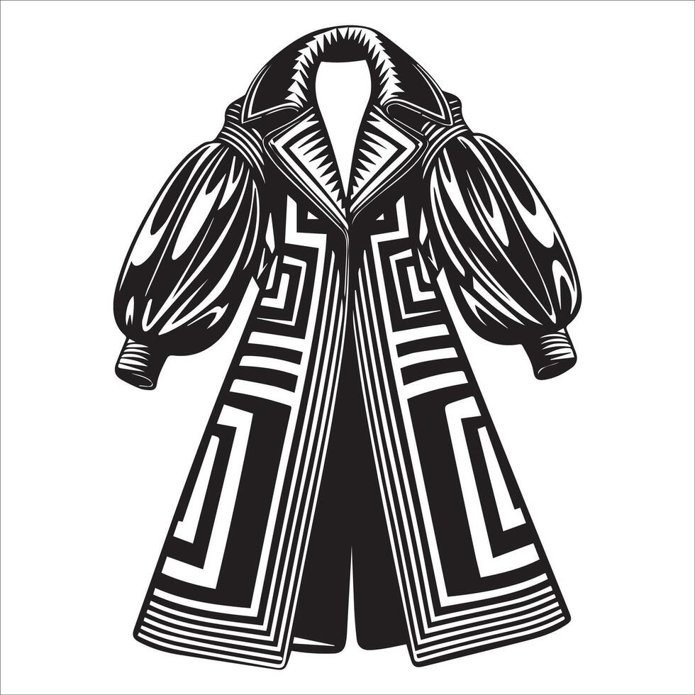 Fashionable Chunky Coat Silhouette with Geometric Shapes vector