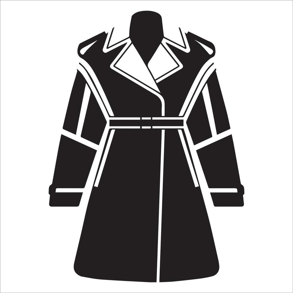 Classic Wide-Cut Trench Coat Silhouette Concept vector