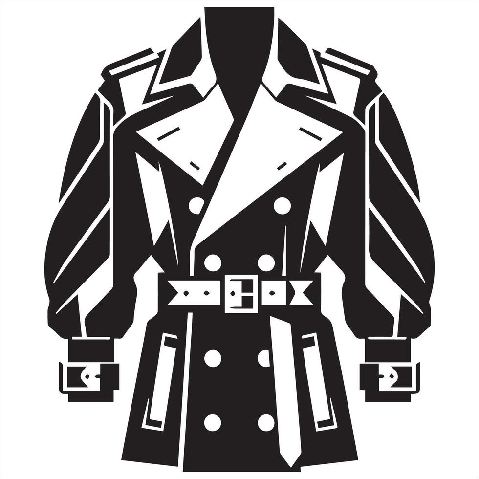 Statement Belted Trench Coat Silhouette Concept vector