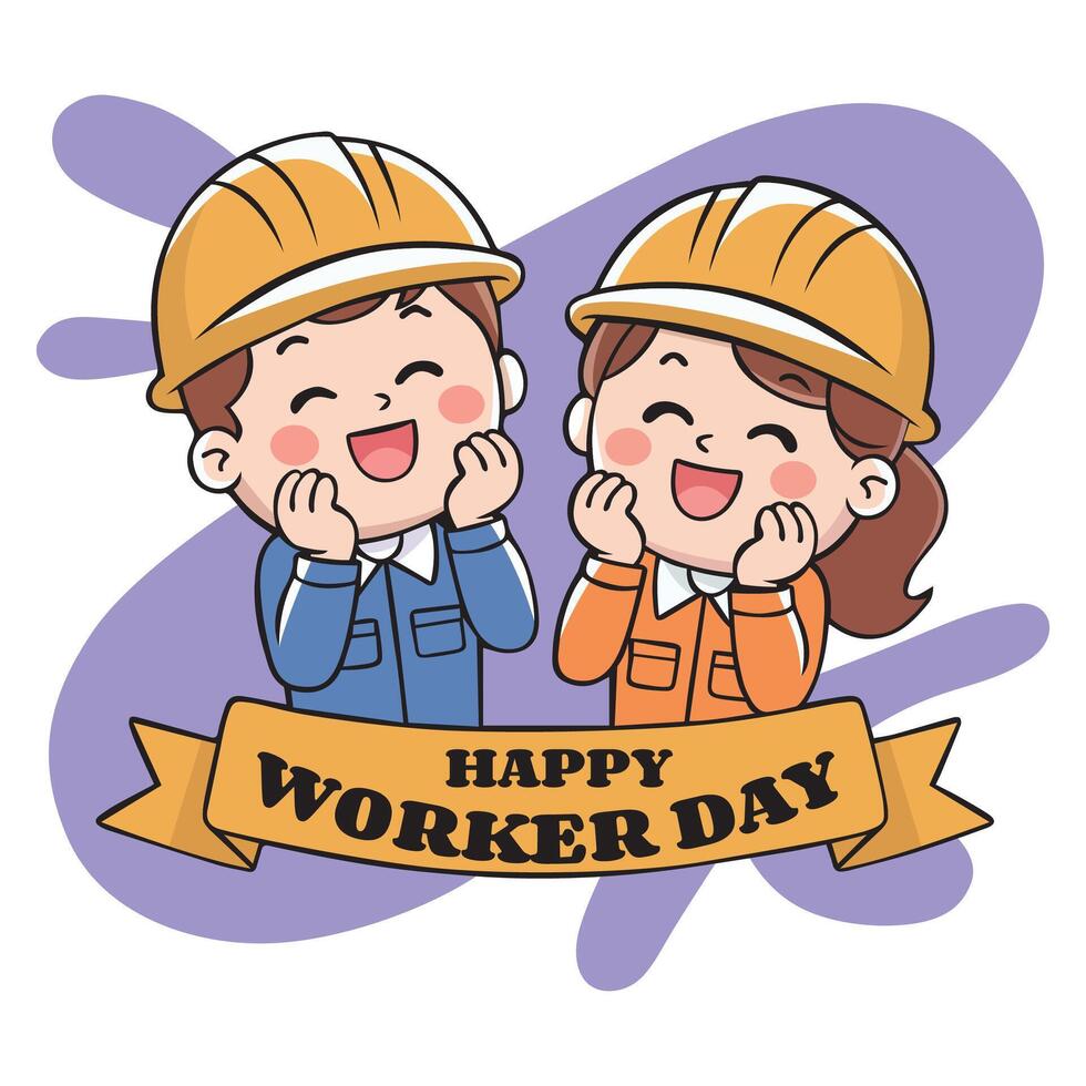 Diverse and Smiling Workers Honoring Labor Day vector