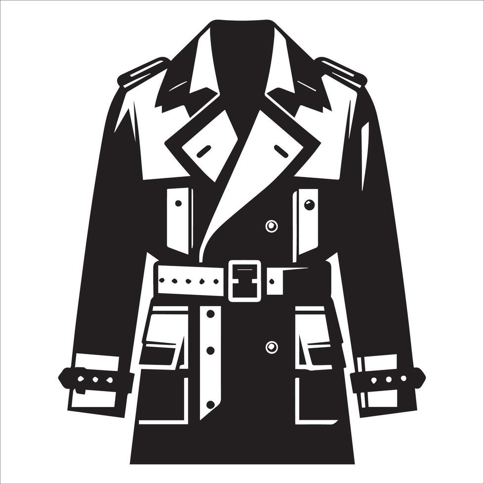 Stylish Oversized Trench Coat Silhouette Design vector