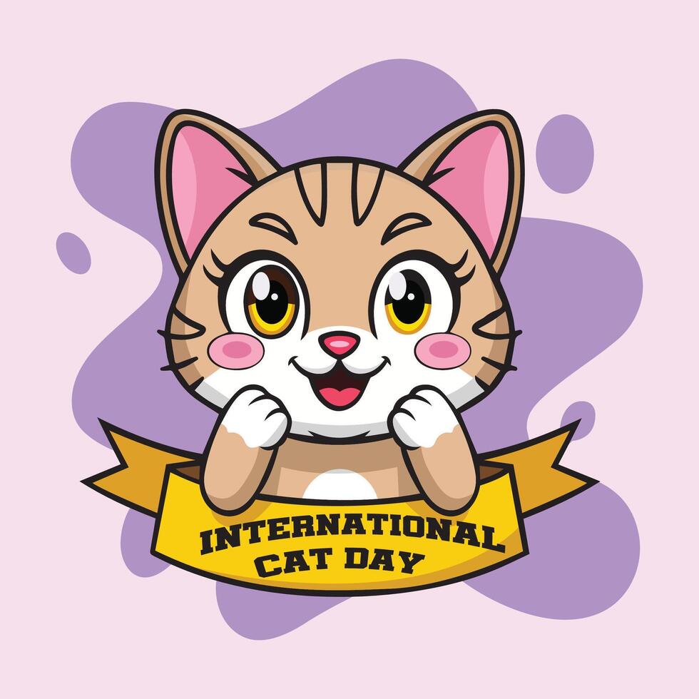 Adorable Kittens for International Cat Day Illustration vector