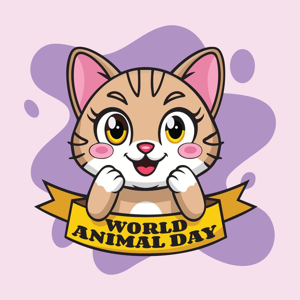 International Animal Day, Happy Smiling Animals Illustration vector
