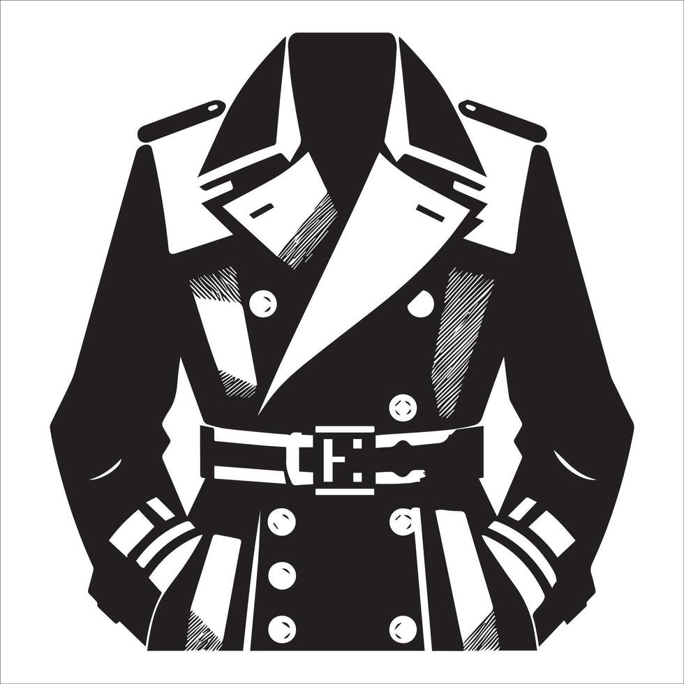 Stylish and Elegant Trench Coat Silhouette Design vector