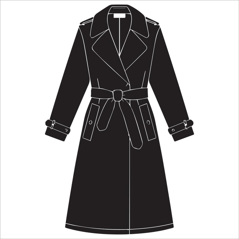 Dramatic and Flowing Robe-Style Coat Silhouette vector