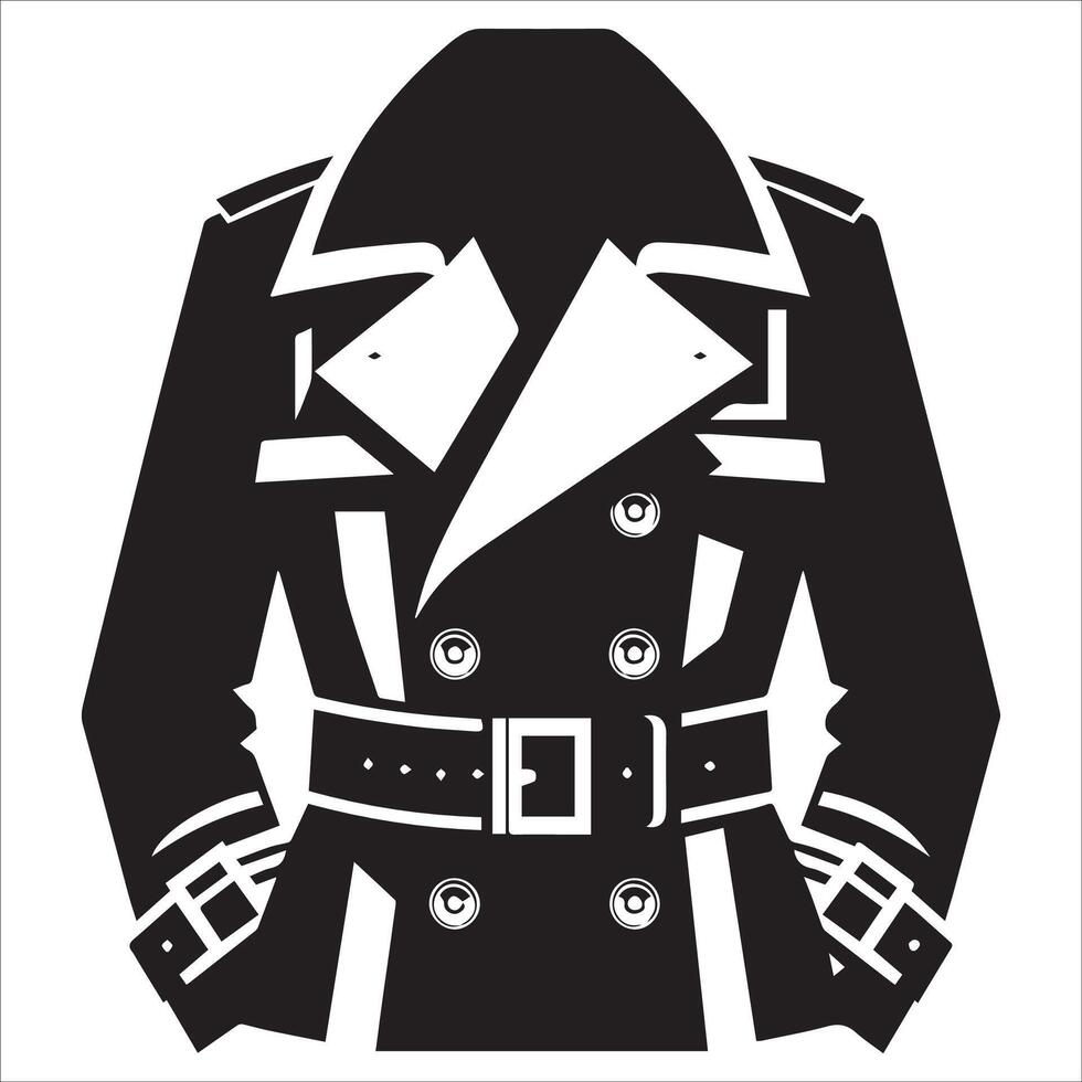 Fashionable Heavy Trench Coat Silhouette Illustration vector