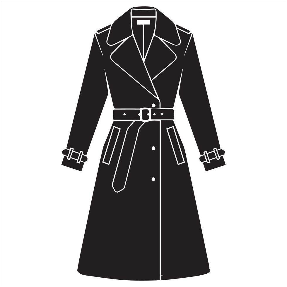 Elegant Flowing Robe Coat Silhouette Design vector