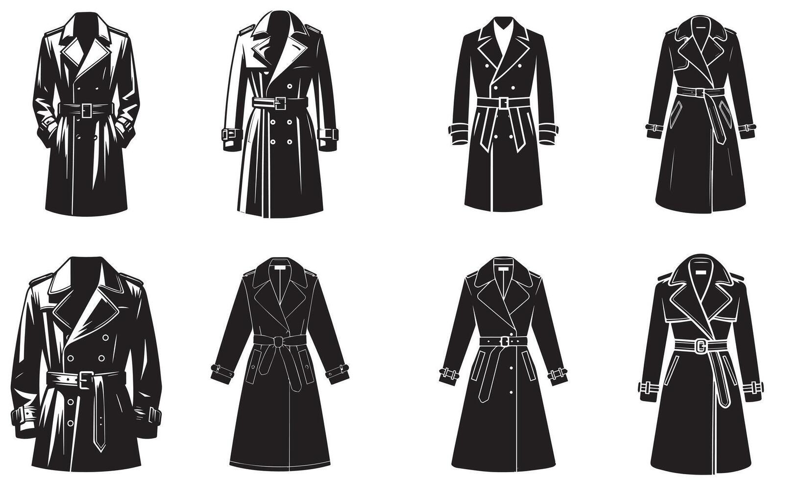 Robe-Style Coat Silhouette Illustration Set vector
