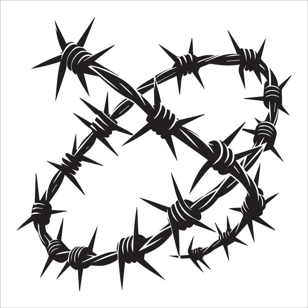 Rustic Barbed Wire Silhouette Concept vector