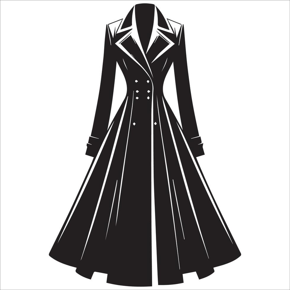 Bold and Elegant Dramatic Coat Silhouette Illustration vector