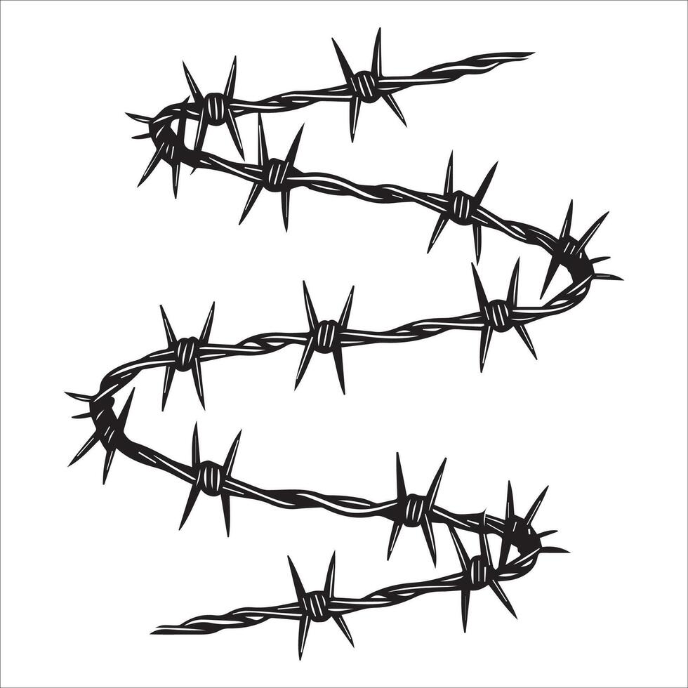 Edgy and Bold Barbed Wire Silhouette Illustration vector