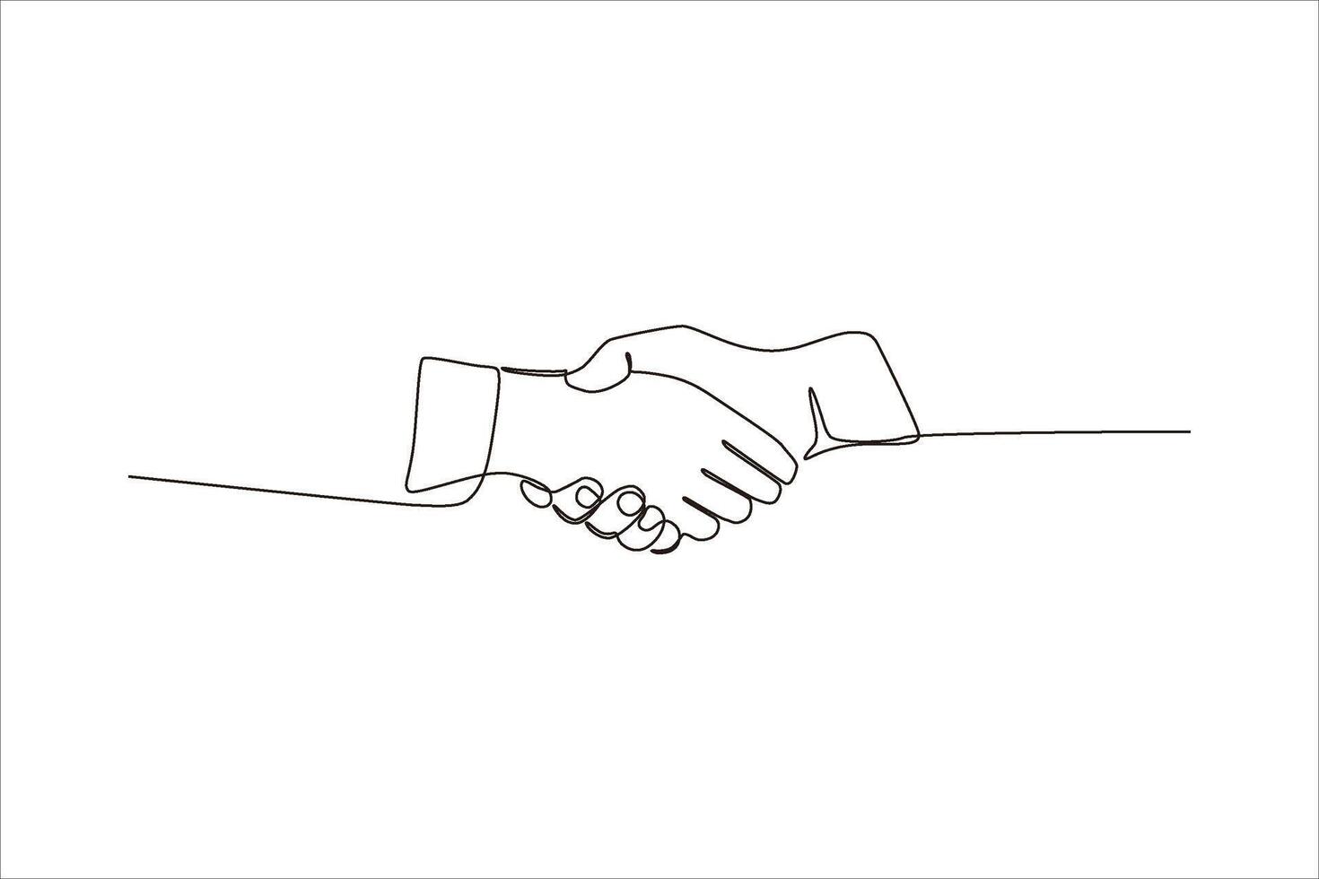 Simple line drawing of two hands shaking, symbolizing agreement and partnership vector