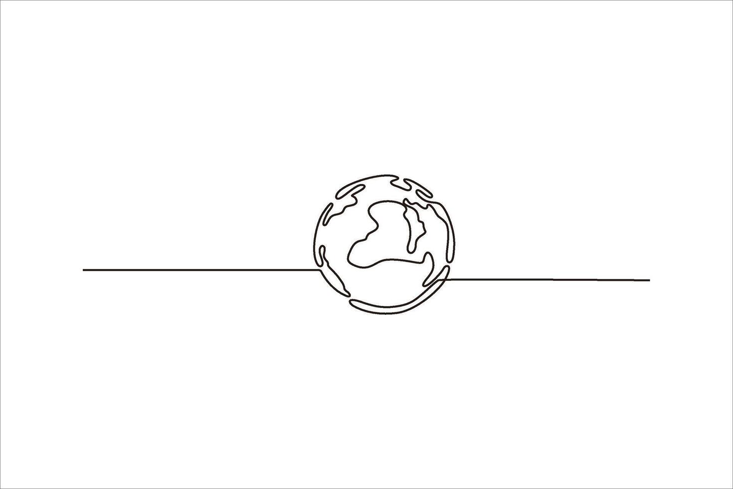 Simple line drawing of a globe representing Earth on a minimalistic background vector