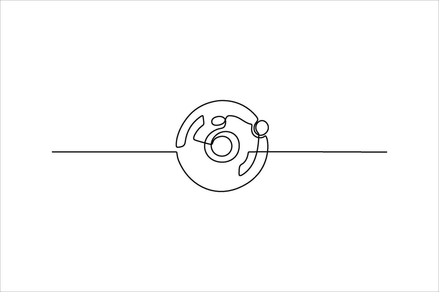 Minimalist line art of a person cycling within a circular frame on a white background vector