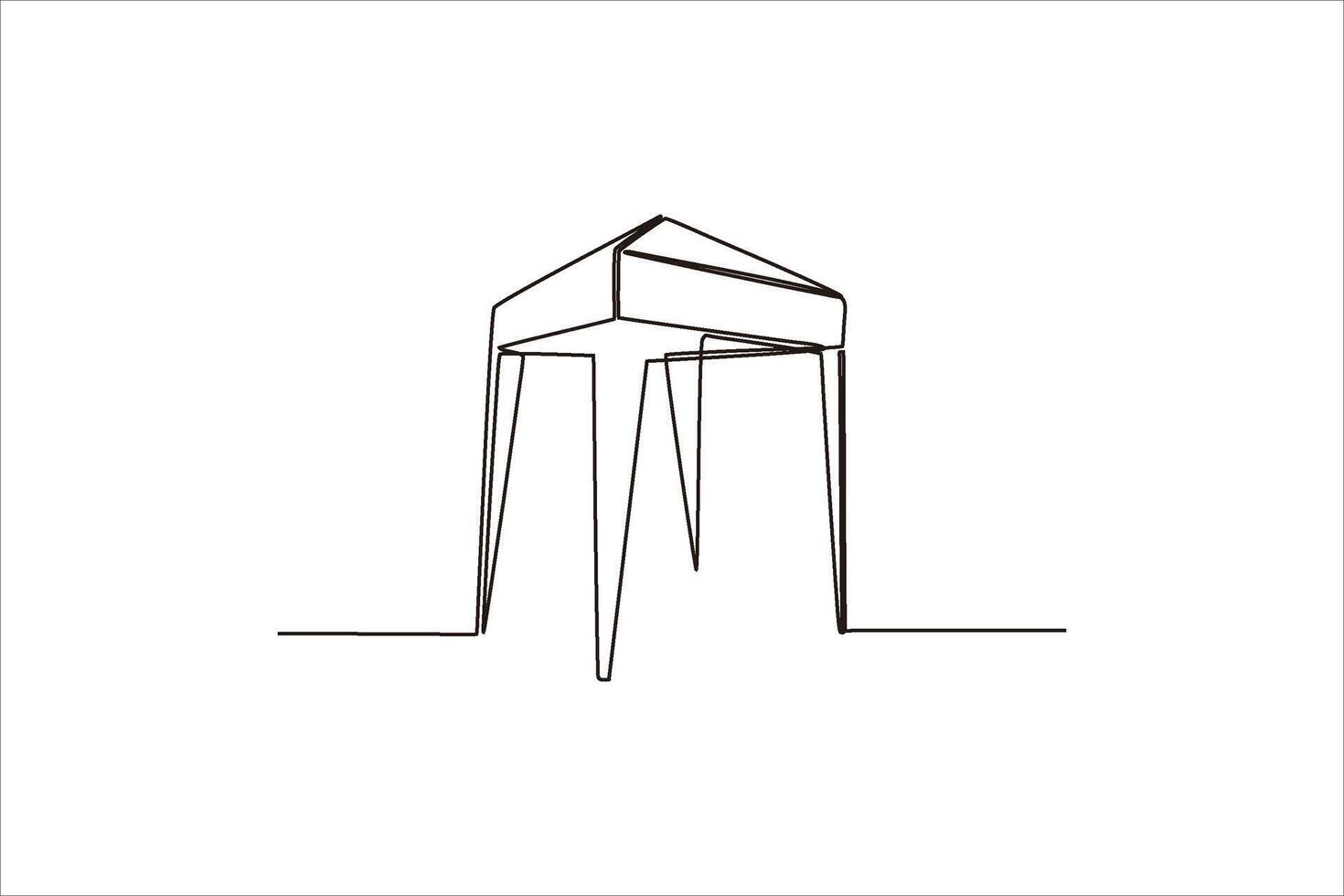 Minimalistic line drawing of a contemporary gazebo structure on a plain background vector