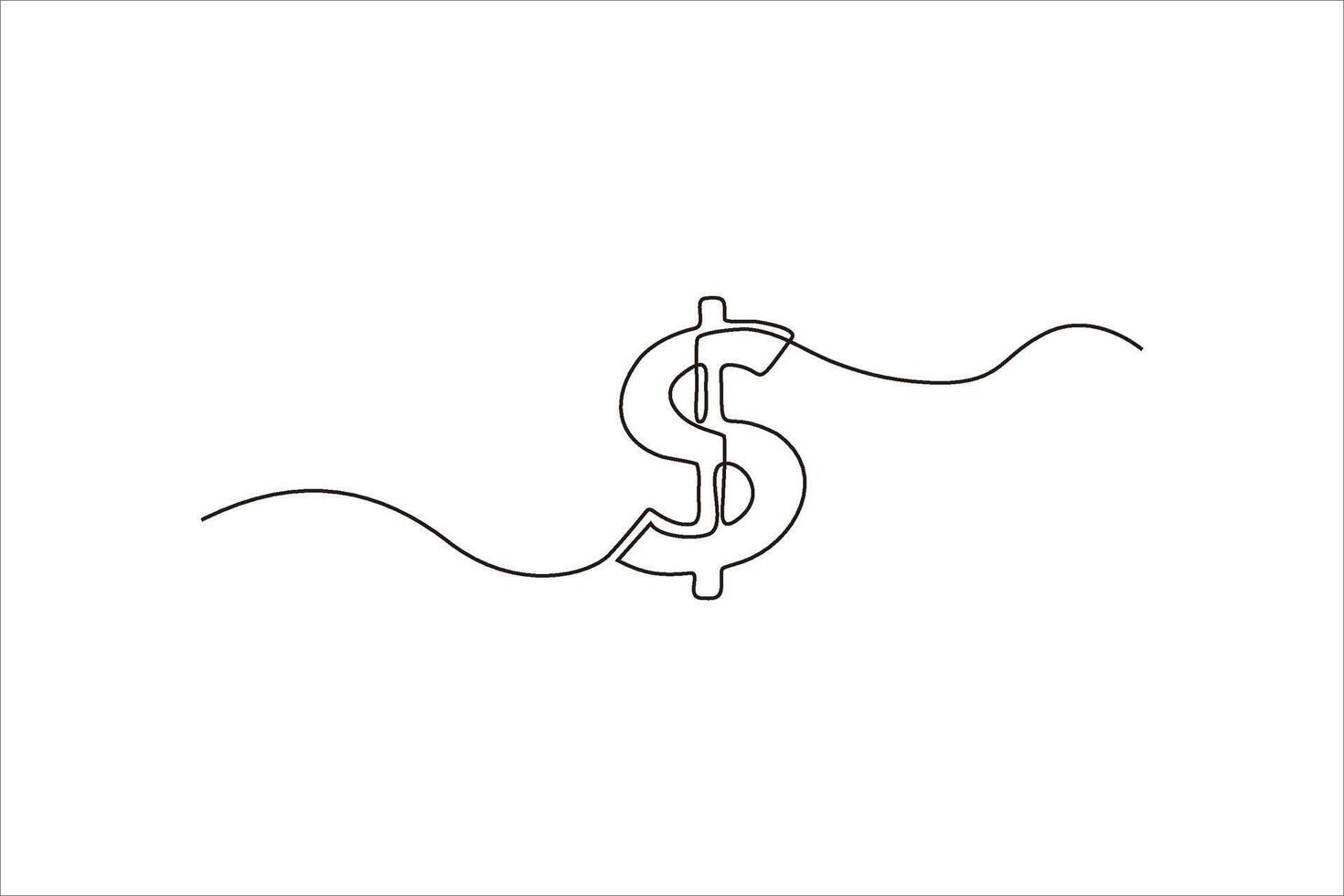Minimalist line art of a dollar sign with flowing lines, representing finance concepts vector