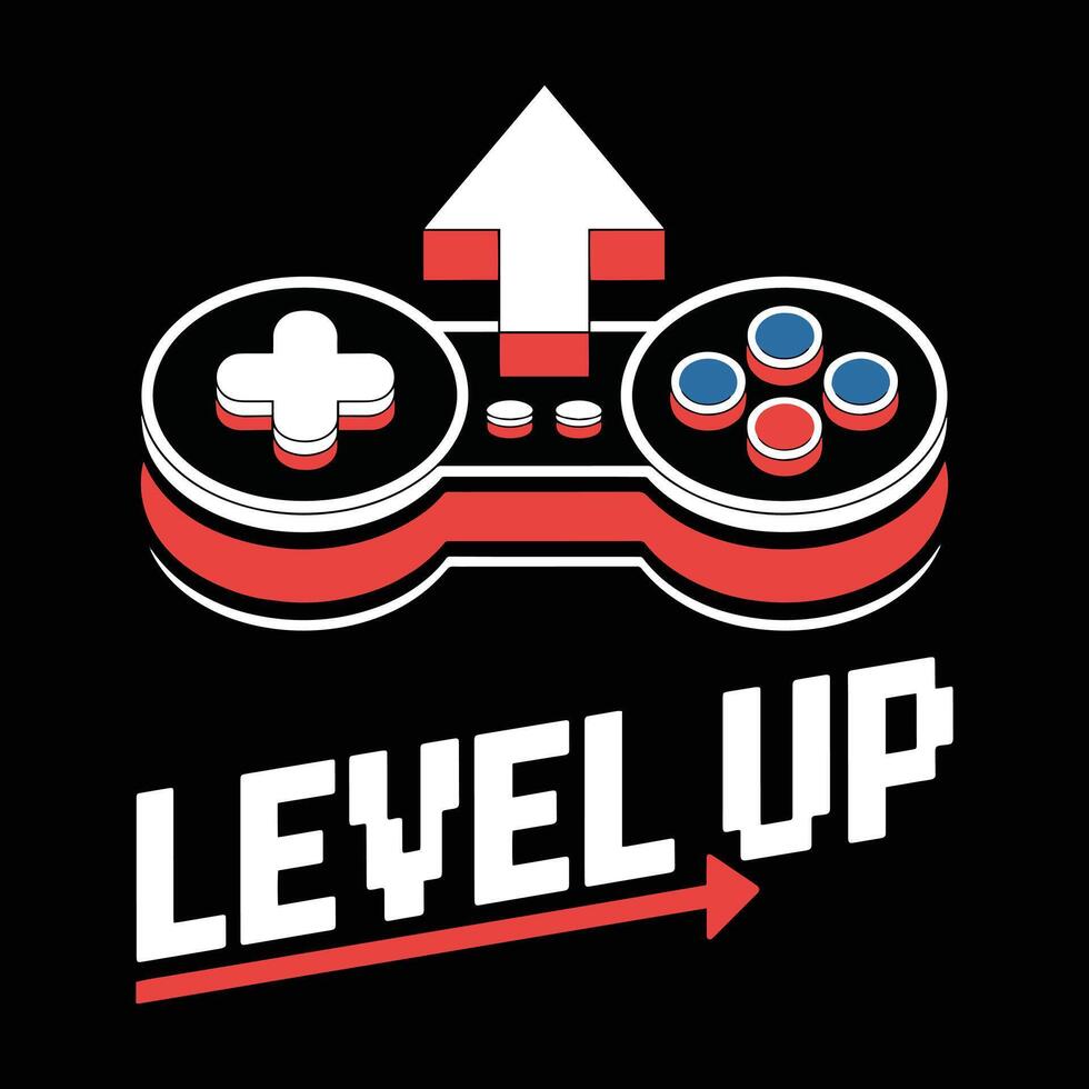 Level Up T Shirt Design Game Joystick vector