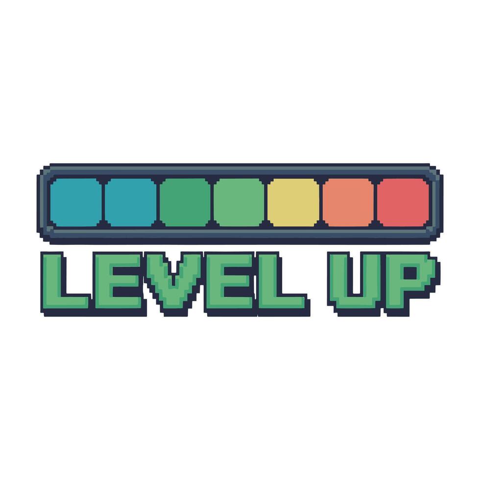 Level Up T Shirt Design Pixelated Level Bar vector