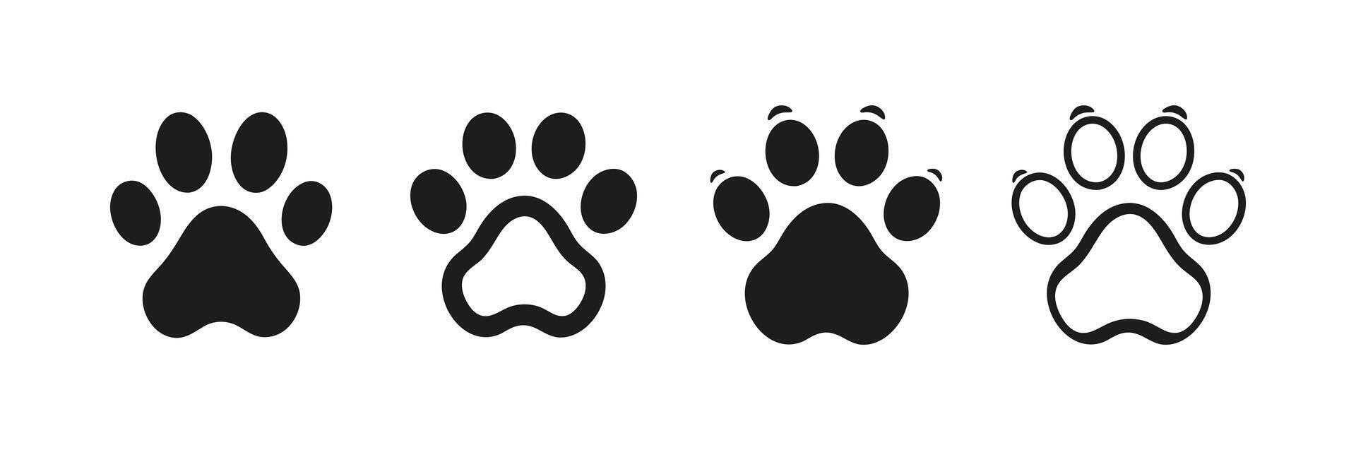 Black silhouette of a paw print, isolated. dog paw print vector