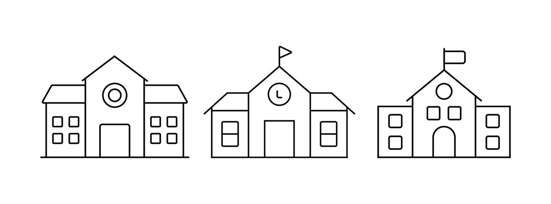 School outline icons minimalist university line art collection vector