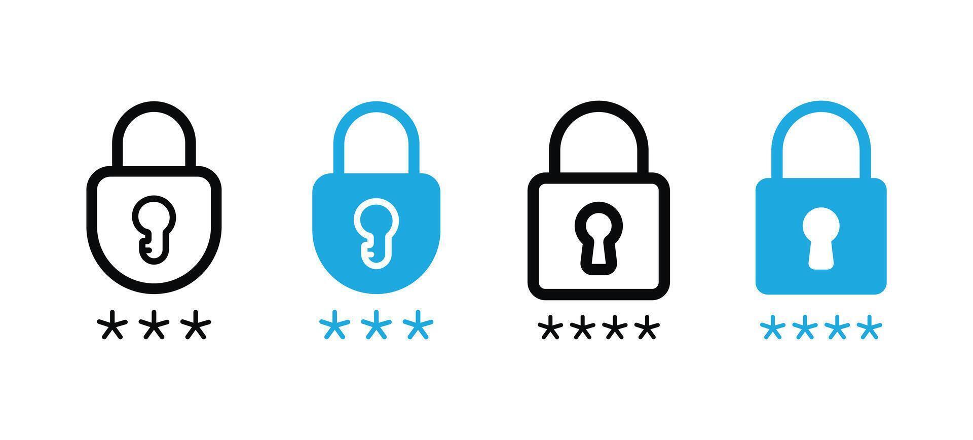 Cyber data security lock and password icons padlock safety and cyber protection vector