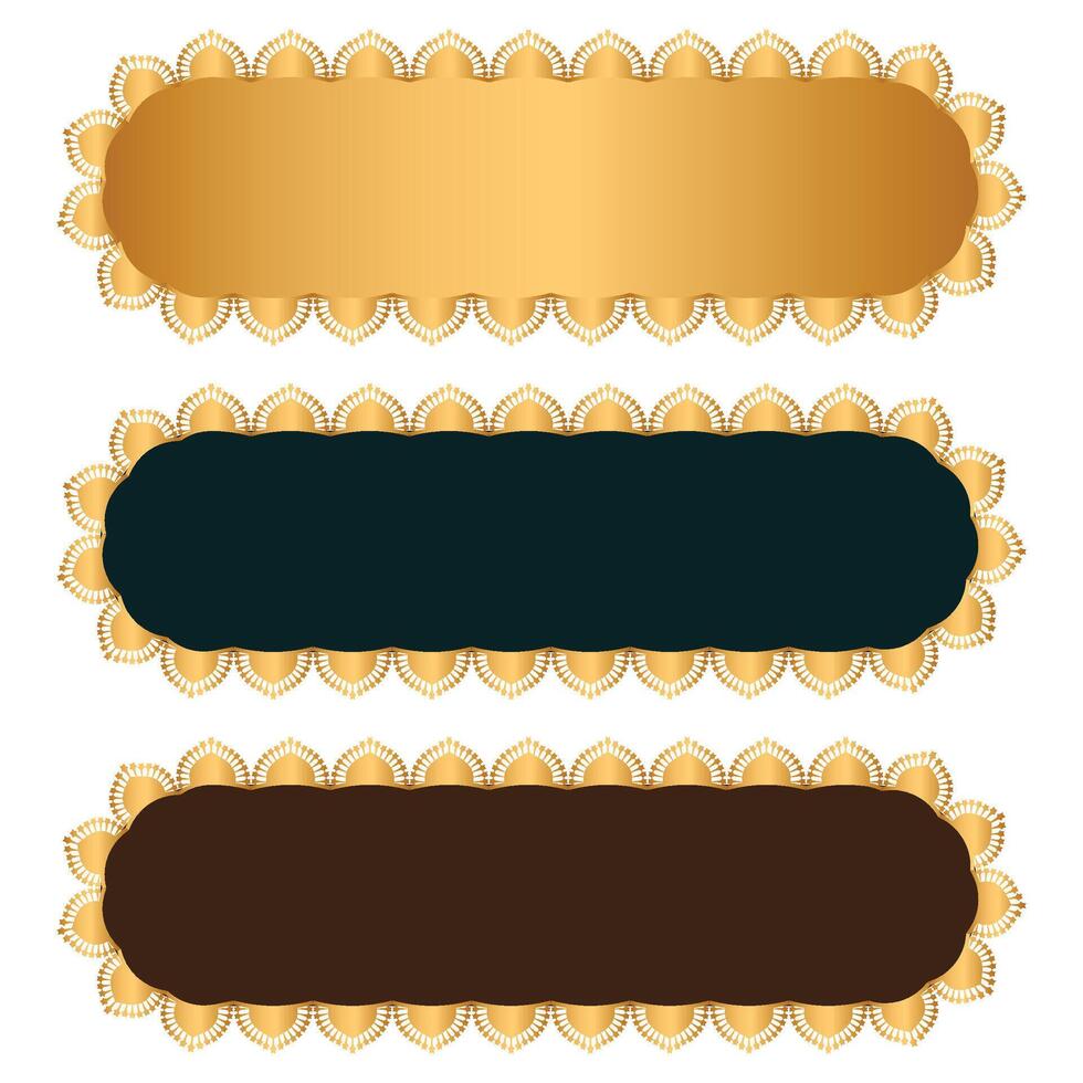 Set of luxury golden arabic islamic banner title frame text box background vector