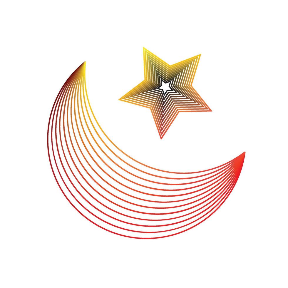 Islamic abstract circle with moon and star design eid or ramadan vector