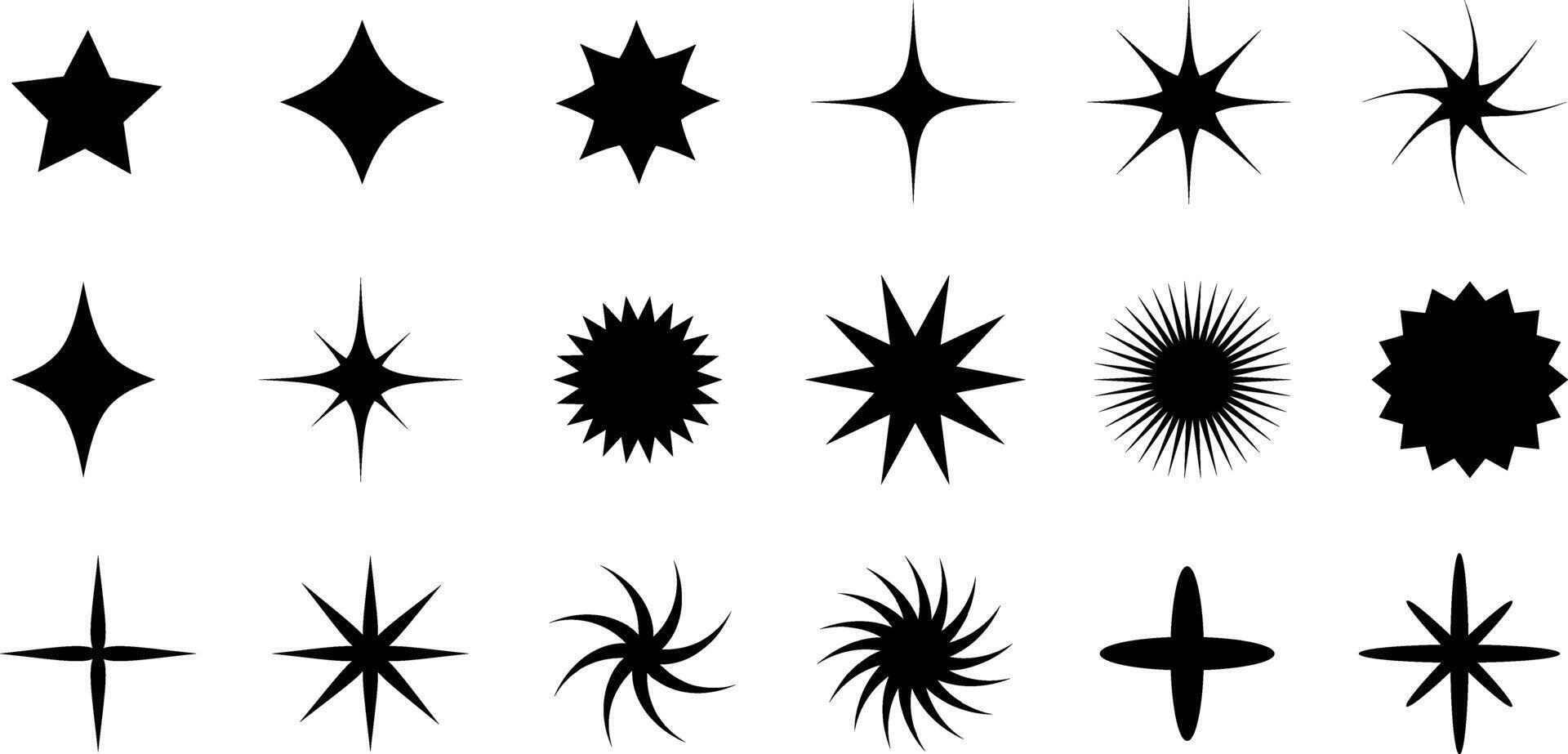Stars icon collection. Different star shapes. Black stars icon set. vector
