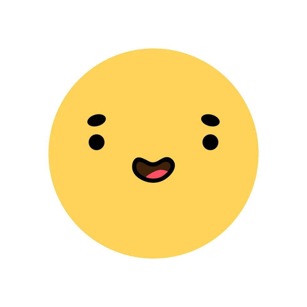 Yellow smile icon with excited facial expression. Yellow character with happy mood isolated on a white background. flat illustration. Perfect for social media, stickers. vector