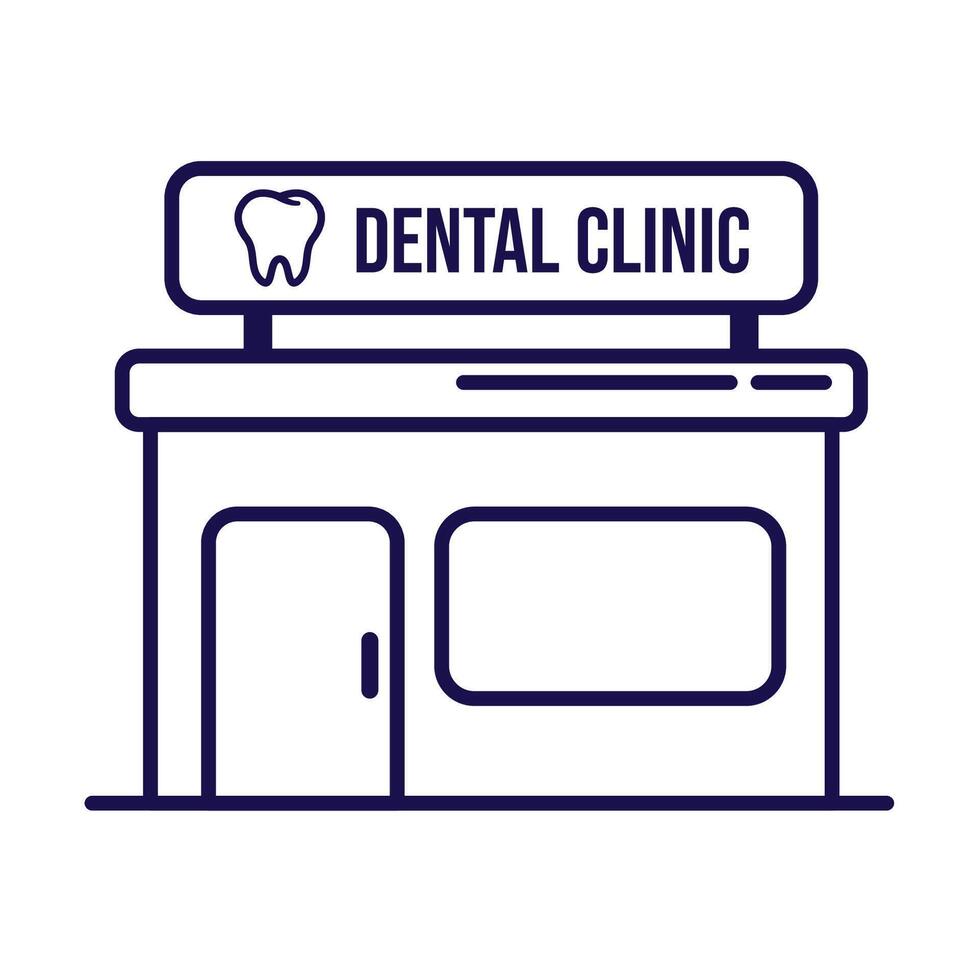 A minimalistic outline icon of a dental clinic building Ideal for medical, healthcare, and dentistry-related designs vector