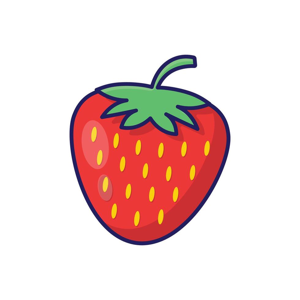Strawberry Fruits simple cartoon minimalist isolated white background vector