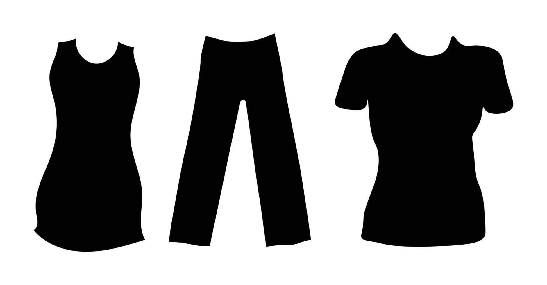 Simple Black Silhouette of Women's Clothing Items vector