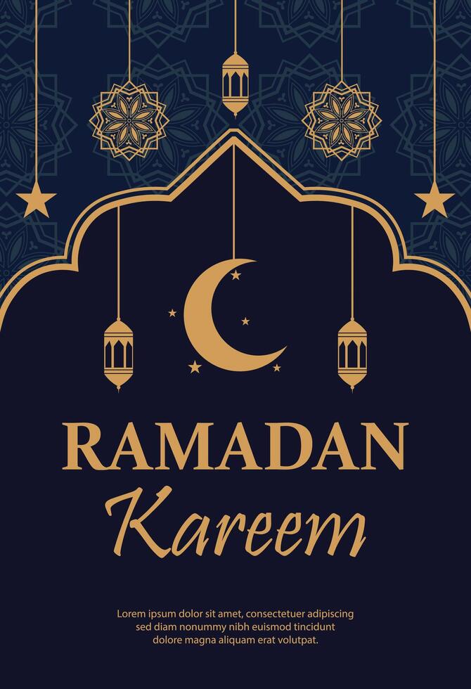 Ramadan kareem islamic greeting card background illustration poster template design vector