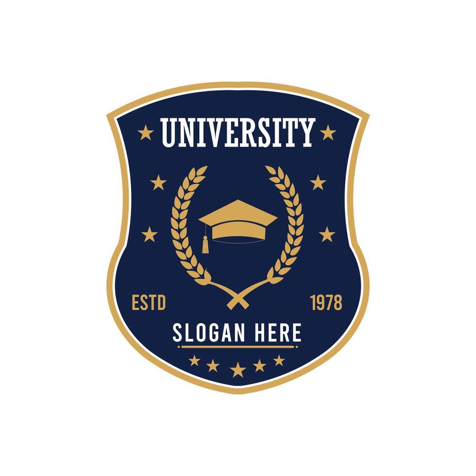 Prestigious University Shield Design Badge, Innovation, and Leadership for a Brighter Future Badge Design Logo Icon vector