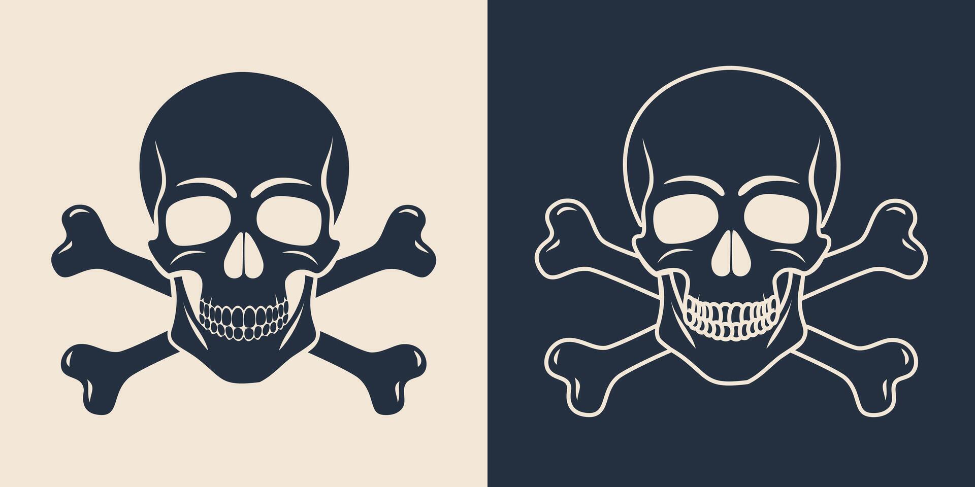 Skull and crossbones tattoo icons vector