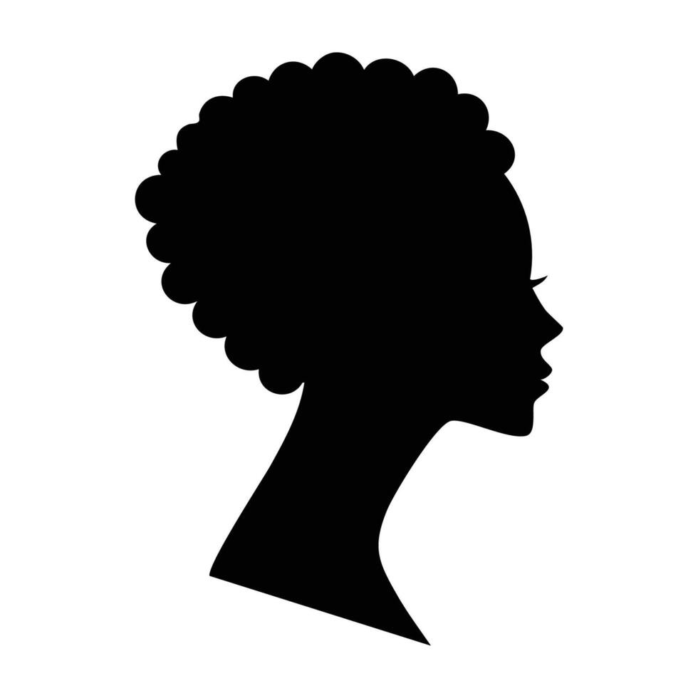 Silhouette of a woman's head with an afro hairstyle illustration design vector
