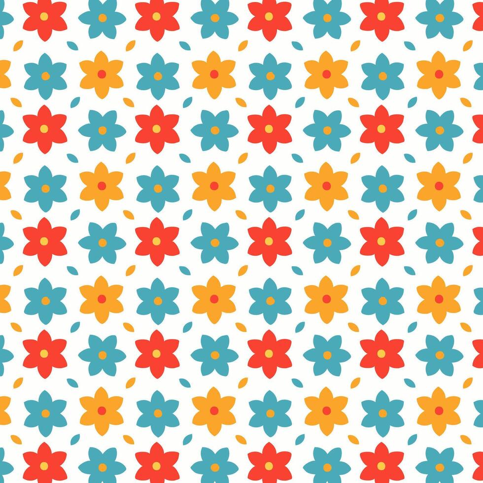 Floral pattern with colorful flowers on a white background vector