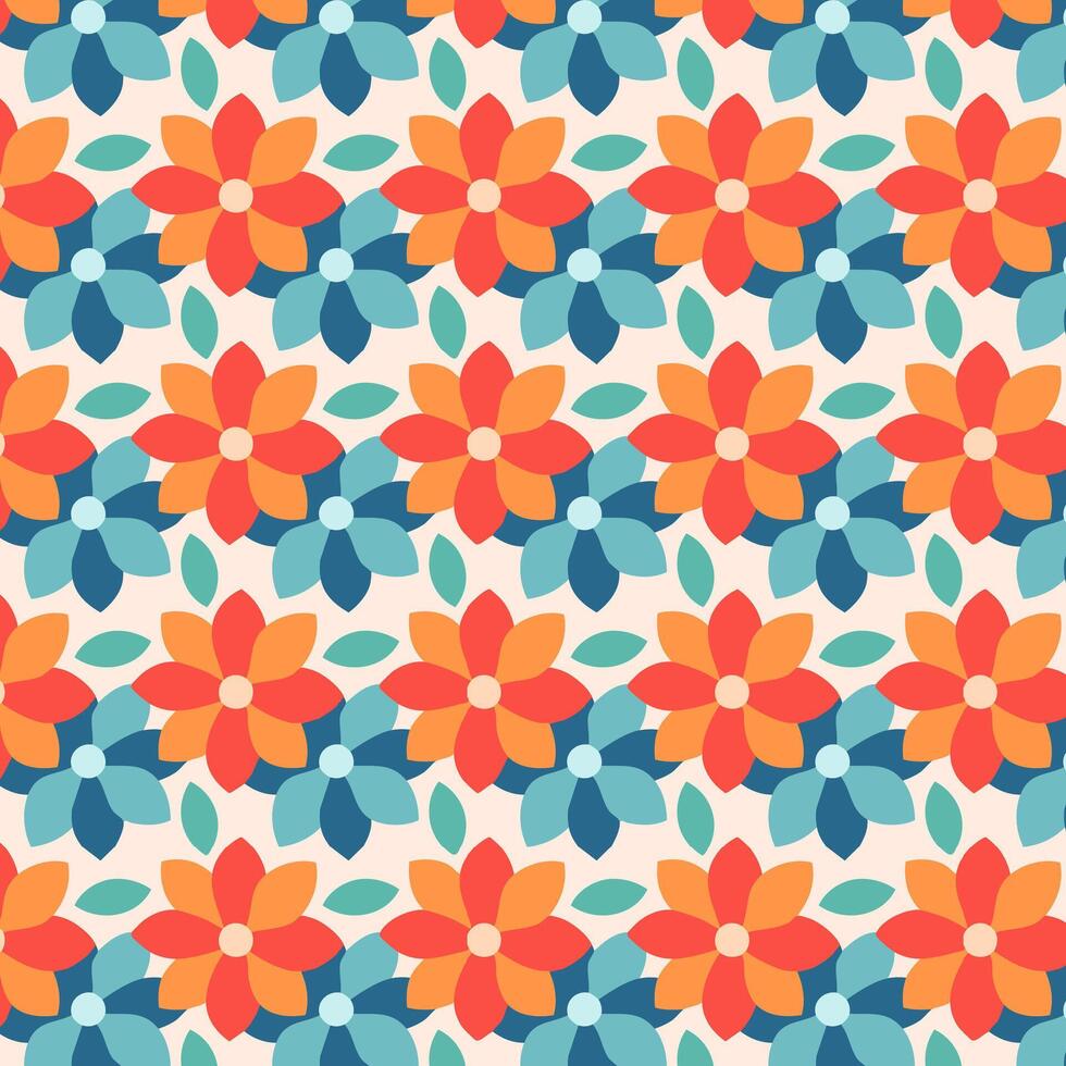 A colorful pattern with flowers on it vector