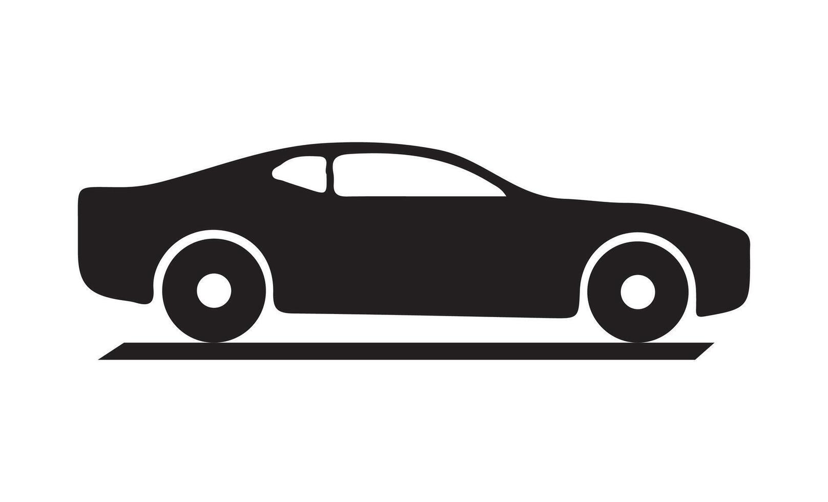 Car icon. Black silhouette of automobile isolated on white background. Flat design style eps 10 vector