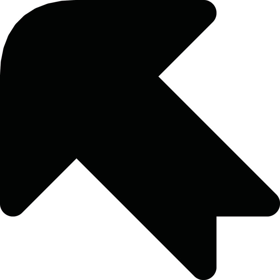 Silhouette of an arrow pointing in an upward diagonal direction on a white solid background. vector