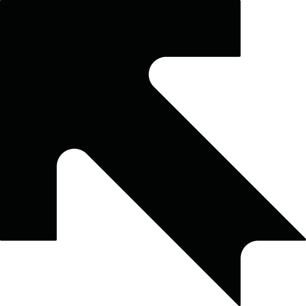 Minimalistic black left-slanted upward arrow symbol on a clear white background, ideal for navigation or directional designs in digital and print platforms. vector
