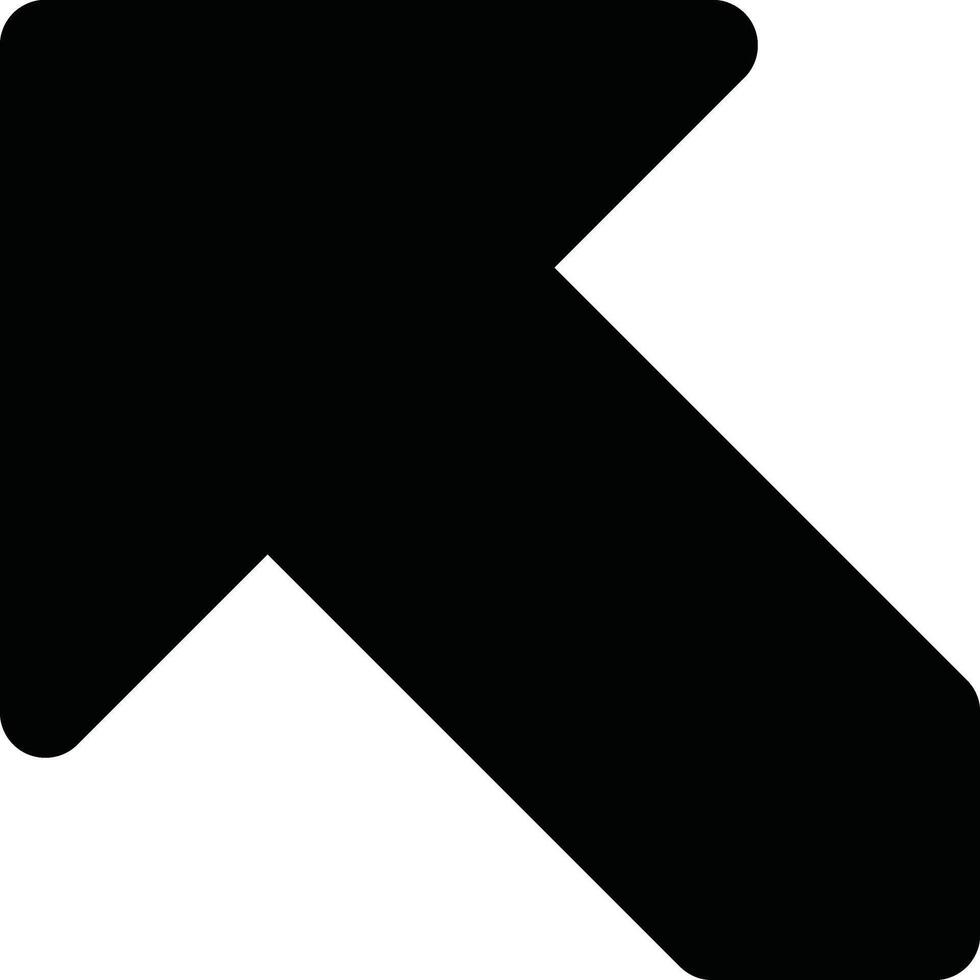 Simple Black Upward Left Arrow Icon on White Background vector